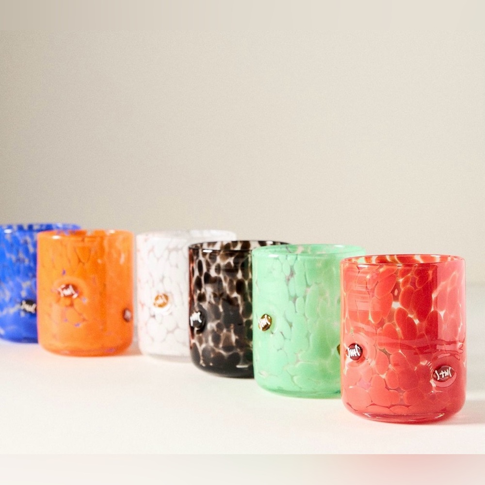 Anthropologie The Confetti Icon Juice Glass: Confetti Football BLACK NWT - Picture 4 of 4